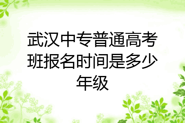 武汉中专普通高考班报名时间是多少年级