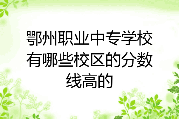鄂州职业中专学校有哪些校区的分数线高的