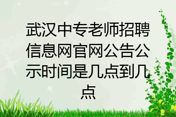 武汉中专老师招聘信息网官网公告公示时间是几点到几点