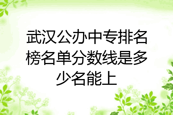 武汉公办中专排名榜名单分数线是多少名能上