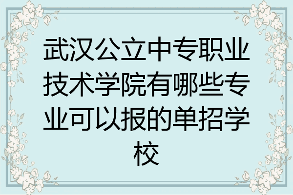 武汉公立中专职业技术学院有哪些专业可以报的单招学校