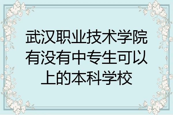 武汉职业技术学院有没有中专生可以上的本科学校