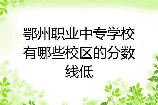 鄂州职业中专学校有哪些校区的分数线低