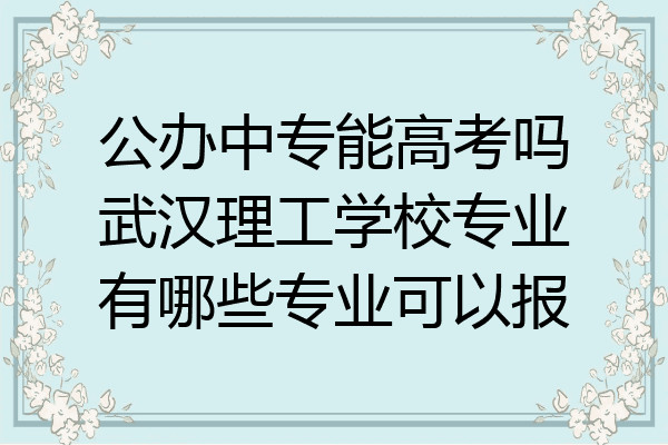 公办中专能高考吗武汉理工学校专业有哪些专业可以报
