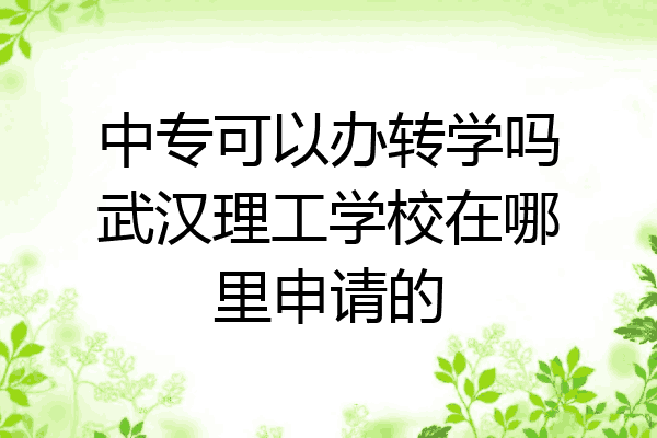中专可以办转学吗武汉理工学校在哪里申请的
