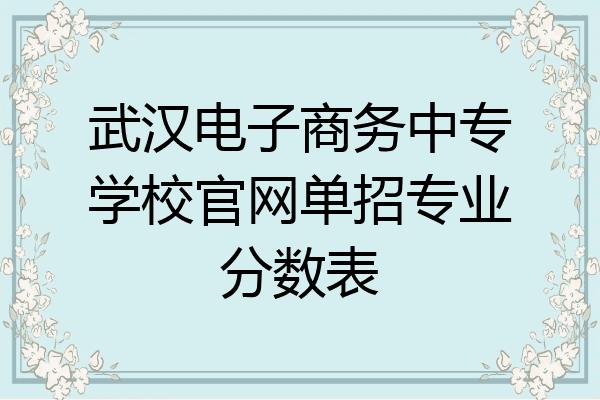 武汉电子商务中专学校官网单招专业分数表