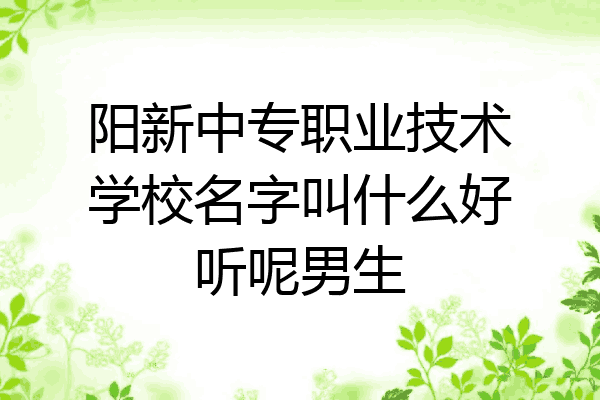 阳新中专职业技术学校名字叫什么好听呢男生