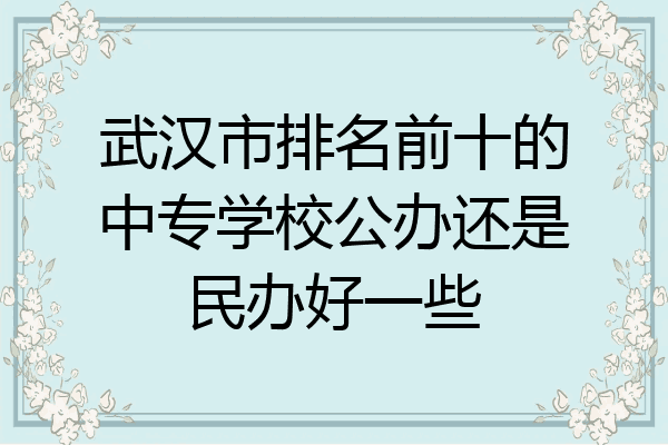 武汉市排名前十的中专学校公办还是民办好一些