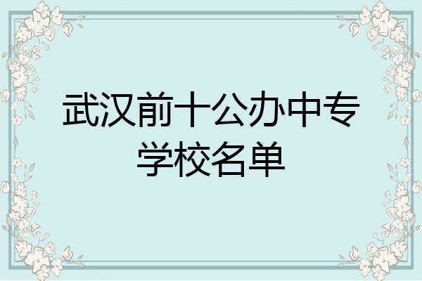 武汉前十公办中专学校名单