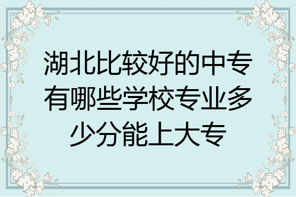 湖北比较好的中专有哪些学校专业多少分能上大专