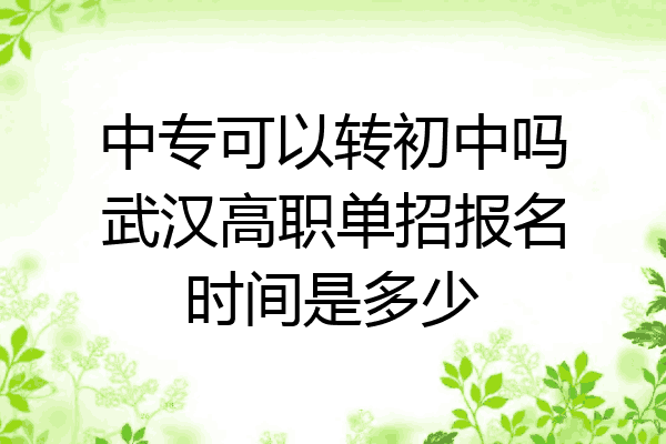 中专可以转初中吗武汉高职单招报名时间是多少