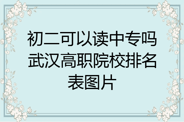 初二可以读中专吗武汉高职院校排名表图片