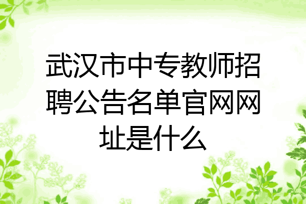 武汉市中专教师招聘公告名单官网网址是什么