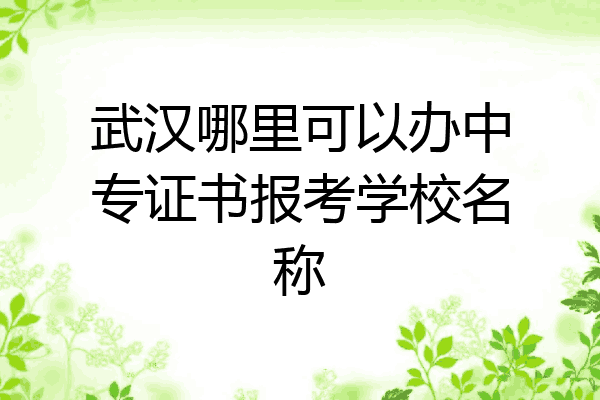 武汉哪里可以办中专证书报考学校名称