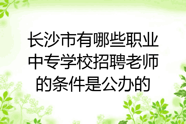长沙市有哪些职业中专学校招聘老师的条件是公办的