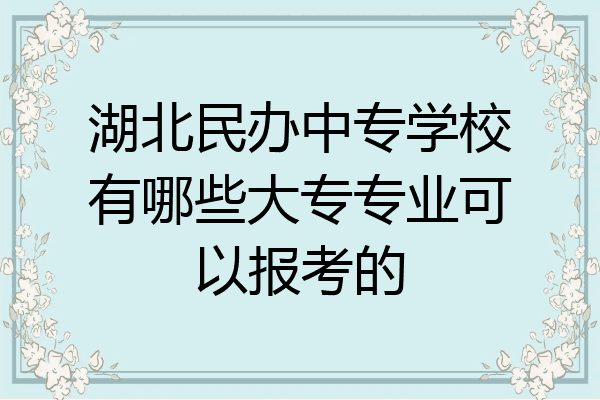 湖北民办中专学校有哪些大专专业可以报考的