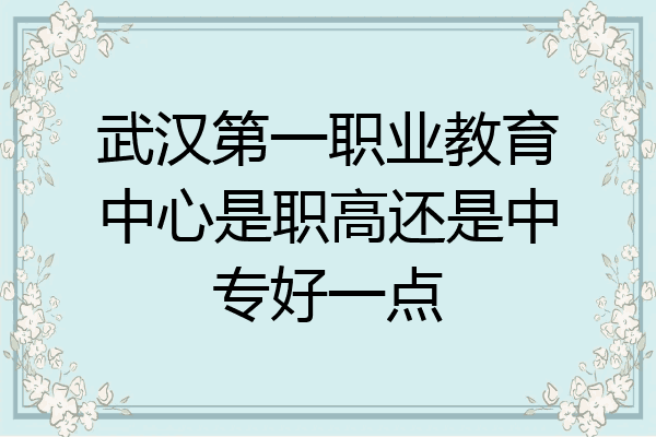 武汉第一职业教育中心是职高还是中专好一点
