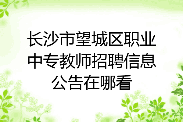 长沙市望城区职业中专教师招聘信息公告在哪看
