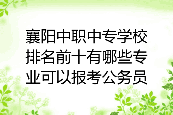 襄阳中职中专学校排名前十有哪些专业可以报考公务员
