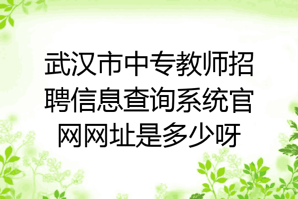 武汉市中专教师招聘信息查询系统官网网址是多少呀