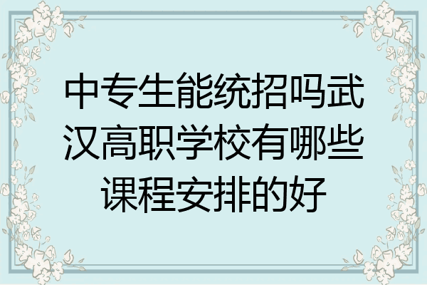 中专生能统招吗武汉高职学校有哪些课程安排的好