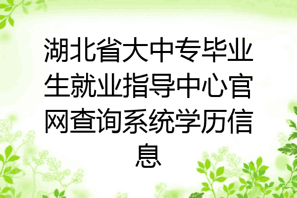 湖北省大中专毕业生就业指导中心官网查询系统学历信息