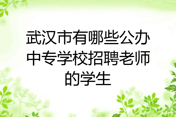 武汉市有哪些公办中专学校招聘老师的学生