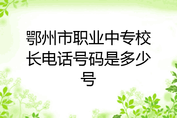 鄂州市职业中专校长电话号码是多少号