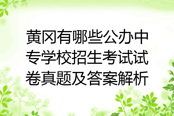 黄冈有哪些公办中专学校招生考试试卷真题及答案解析