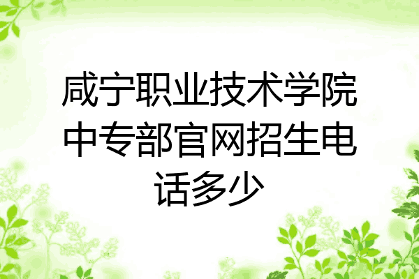 咸宁职业技术学院中专部官网招生电话多少