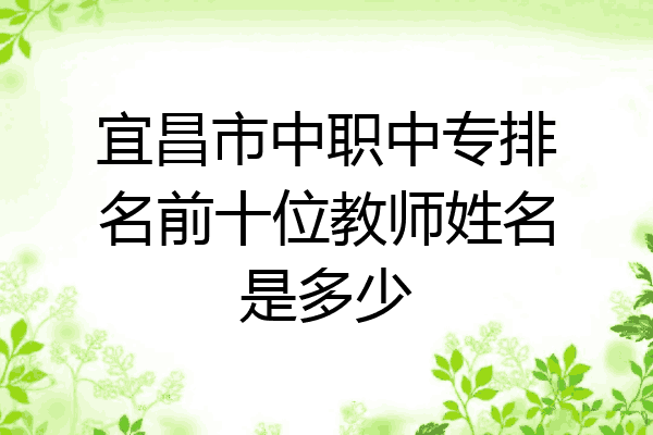 宜昌市中职中专排名前十位教师姓名是多少