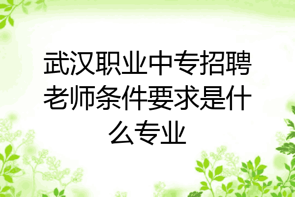 武汉职业中专招聘老师条件要求是什么专业