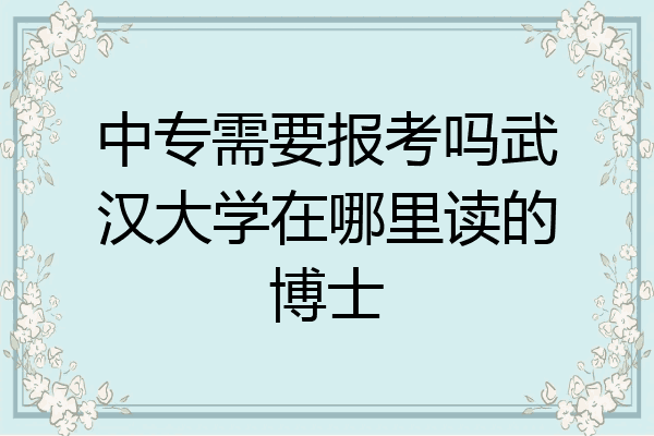 中专需要报考吗武汉大学在哪里读的博士
