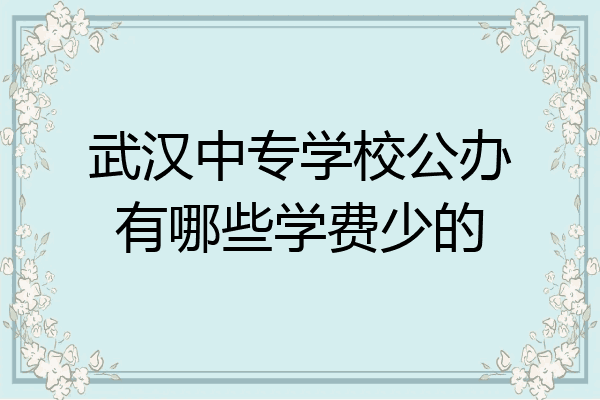 武汉中专学校公办有哪些学费少的