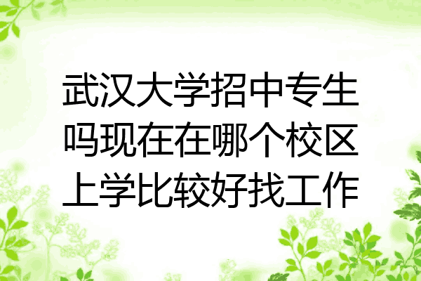 武汉大学招中专生吗现在在哪个校区上学比较好找工作