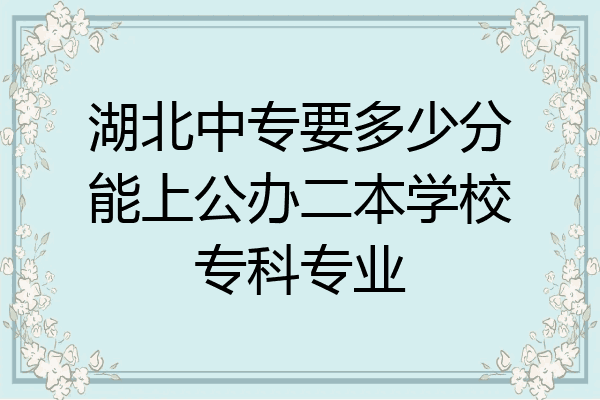 湖北中专要多少分能上公办二本学校专科专业