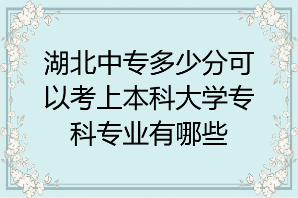 湖北中专多少分可以考上本科大学专科专业有哪些