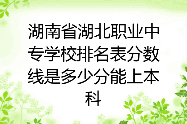 湖南省湖北职业中专学校排名表分数线是多少分能上本科