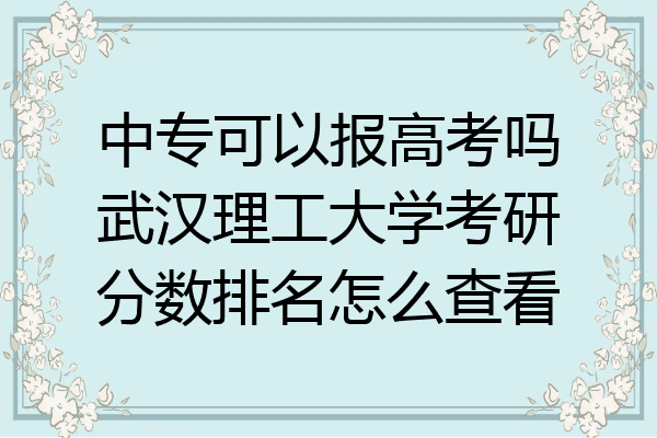 中专可以报高考吗武汉理工大学考研分数排名怎么查看