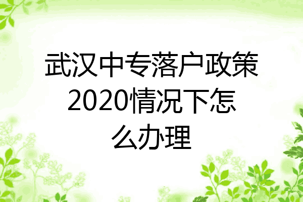 武汉中专落户政策2020情况下怎么办理
