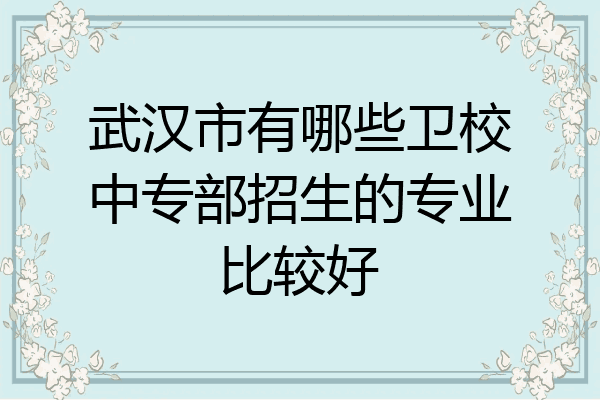 武汉市有哪些卫校中专部招生的专业比较好