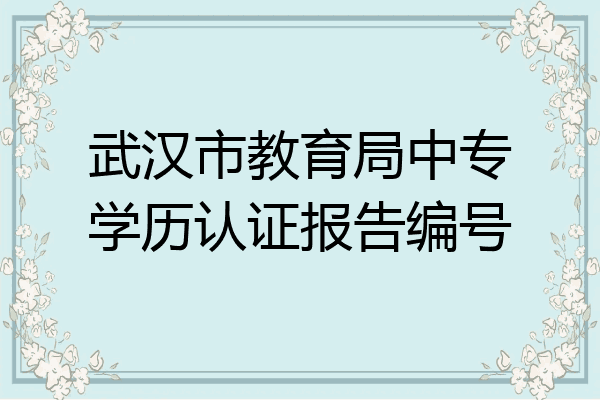 武汉市教育局中专学历认证报告编号
