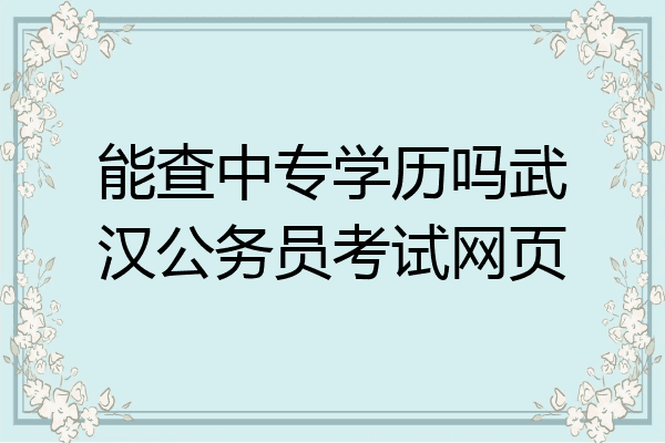 能查中专学历吗武汉公务员考试网页