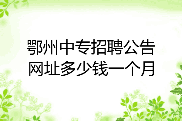 鄂州中专招聘公告网址多少钱一个月