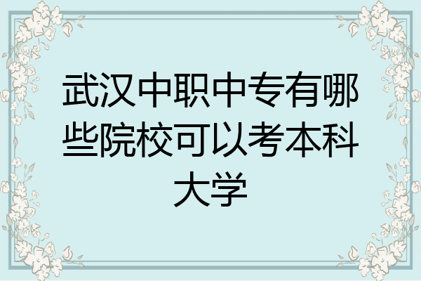 武汉中职中专有哪些院校可以考本科大学
