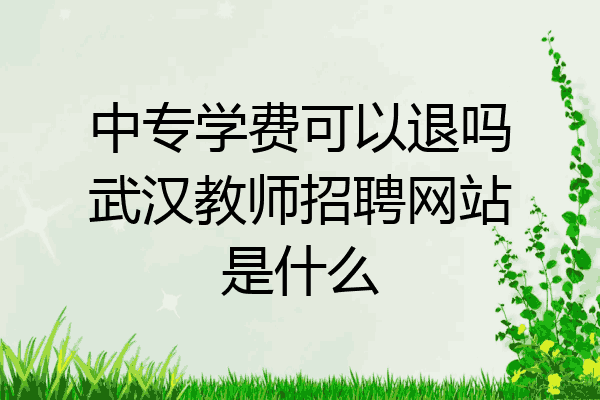 中专学费可以退吗武汉教师招聘网站是什么