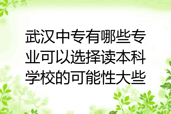 武汉中专有哪些专业可以选择读本科学校的可能性大些