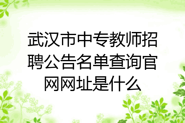 武汉市中专教师招聘公告名单查询官网网址是什么
