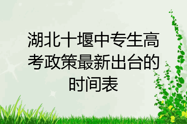 湖北十堰中专生高考政策最新出台的时间表