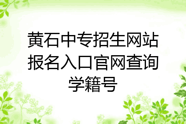 黄石中专招生网站报名入口官网查询学籍号